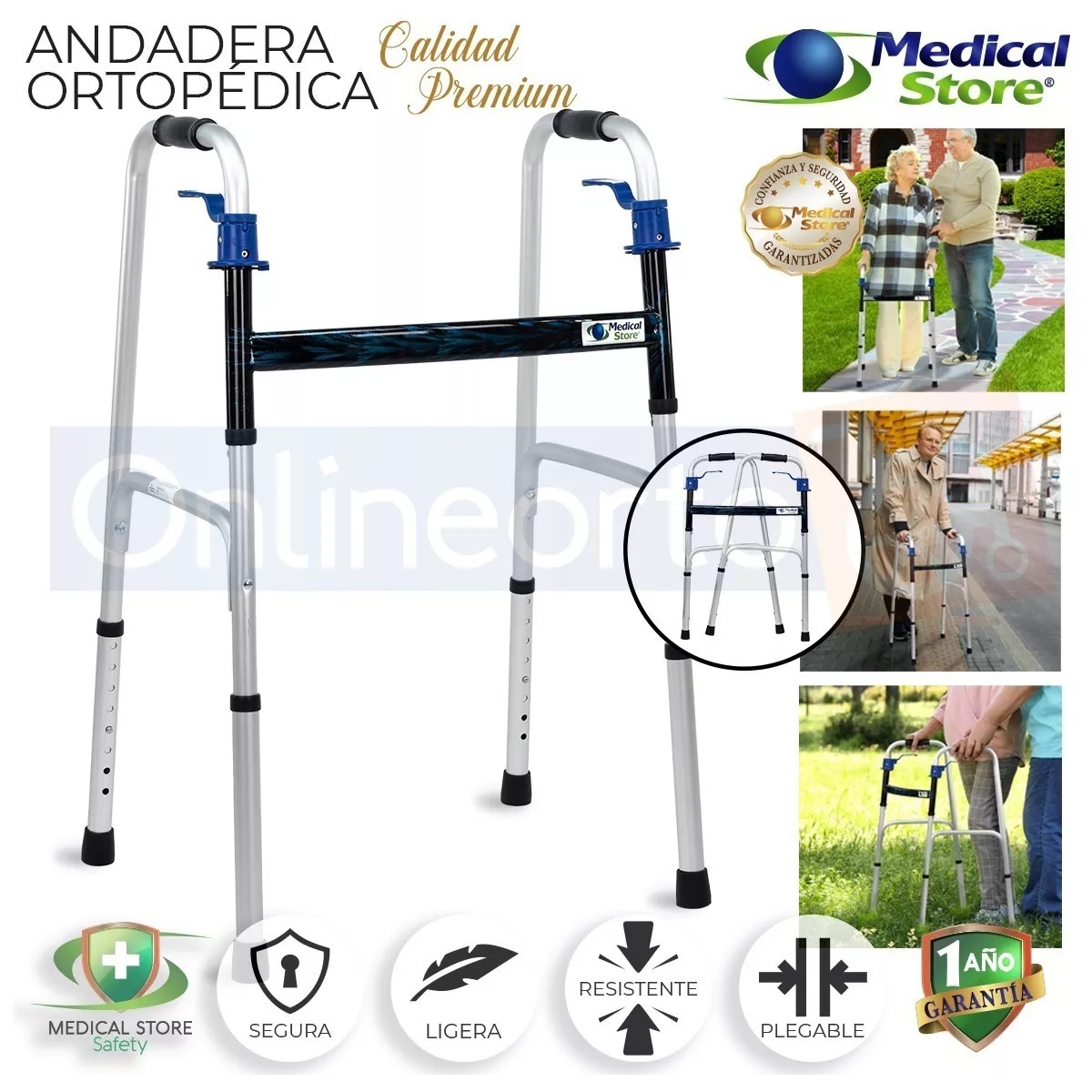 Andadera Para Adulto Ligera Ortopédica Abatible Aluminio