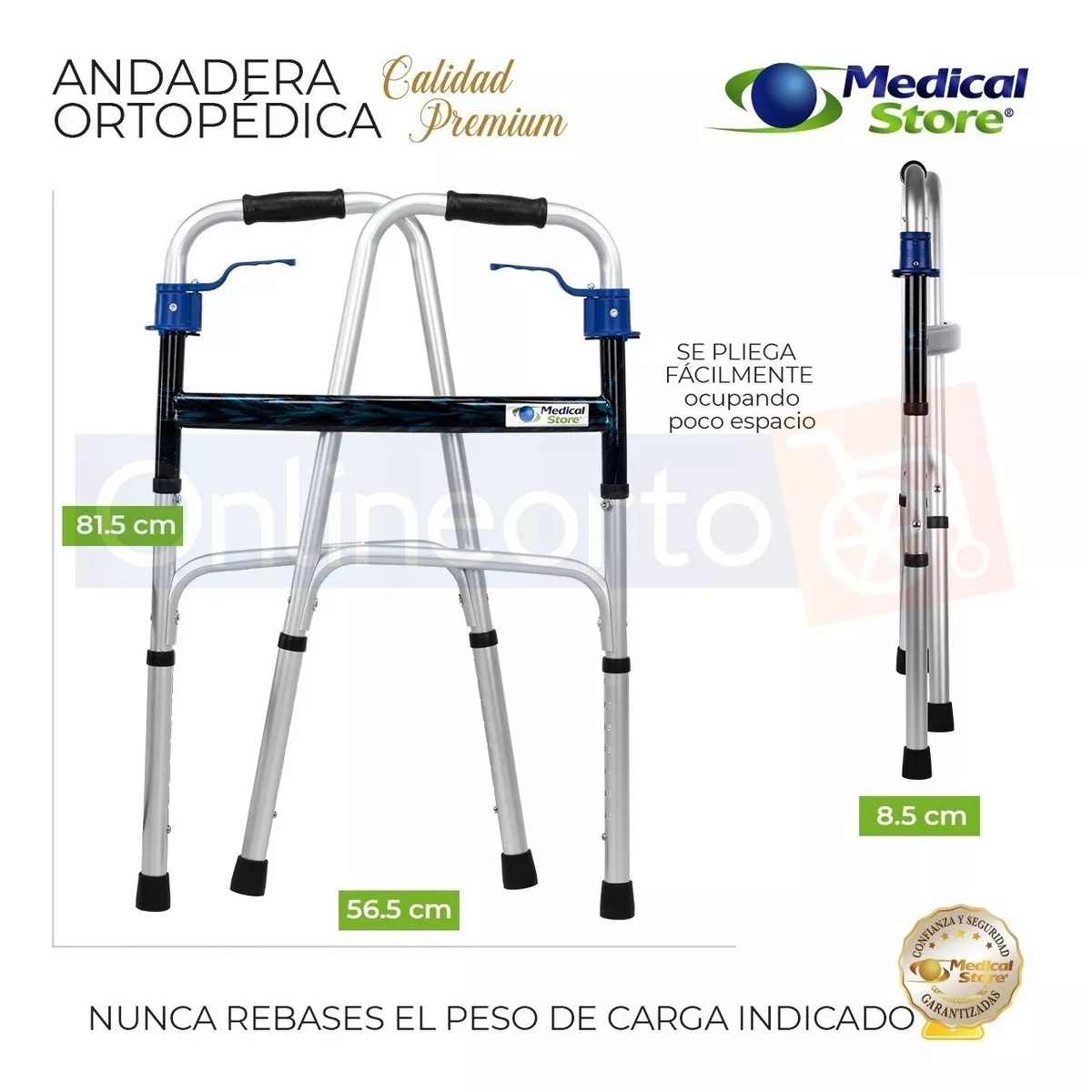 Andadera Para Adulto Ligera Ortopédica Abatible Aluminio
