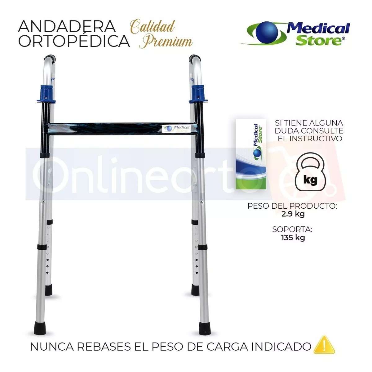 Andadera Para Adulto Ligera Ortopédica Abatible Aluminio