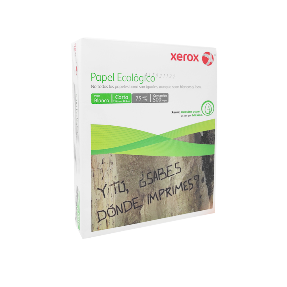 Paquete de Hojas de Papel Xerox Papel Ecologico Blanco, Carta - 500 hojas