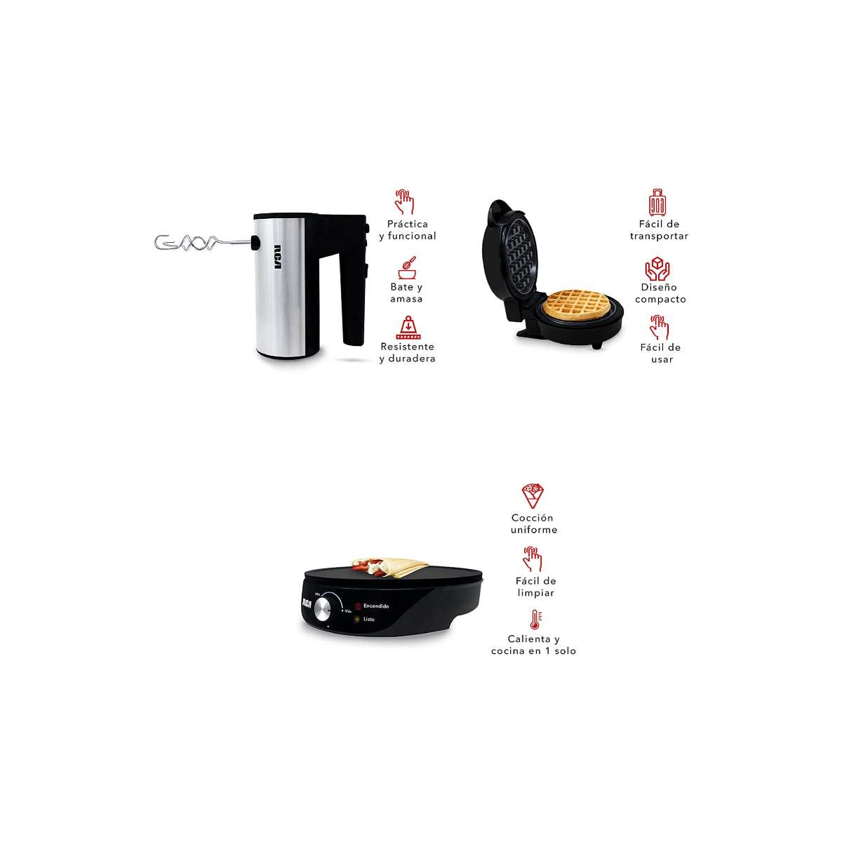 RCA Combo Dulce (Waflera + Crepera + Batidora) RC-CD