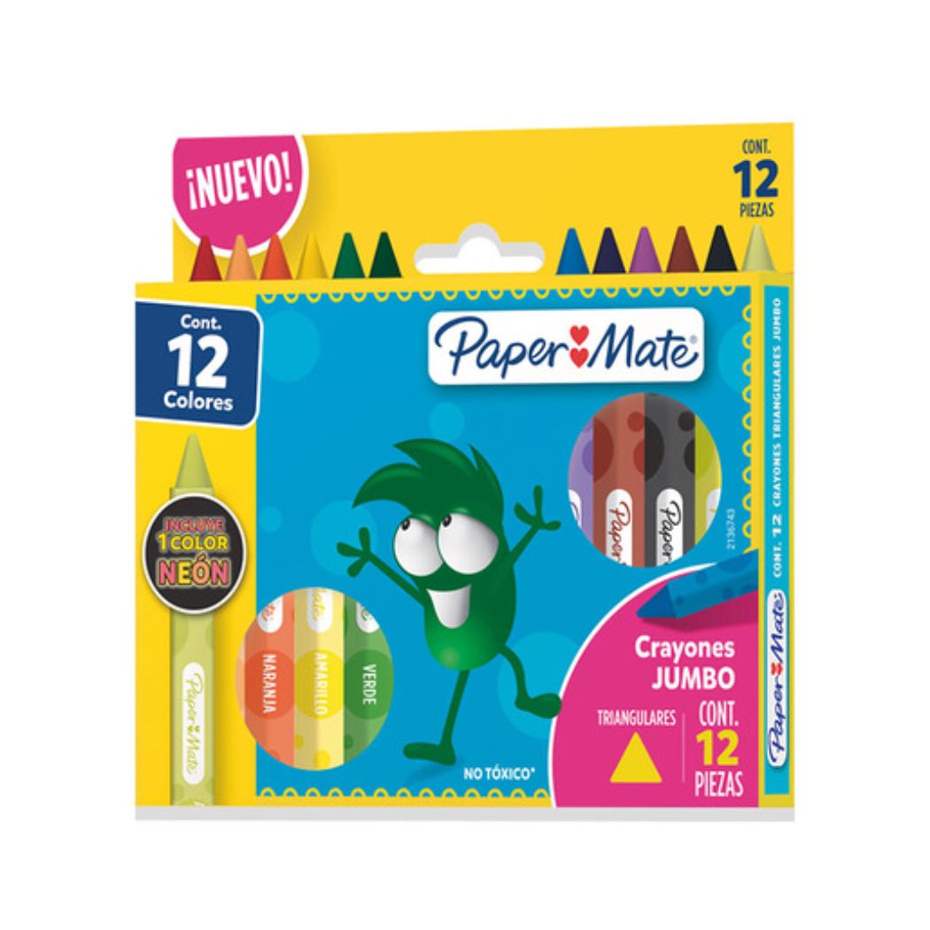 Crayones Jumbo Paper Mate  12 Colores diferentes Triangulares