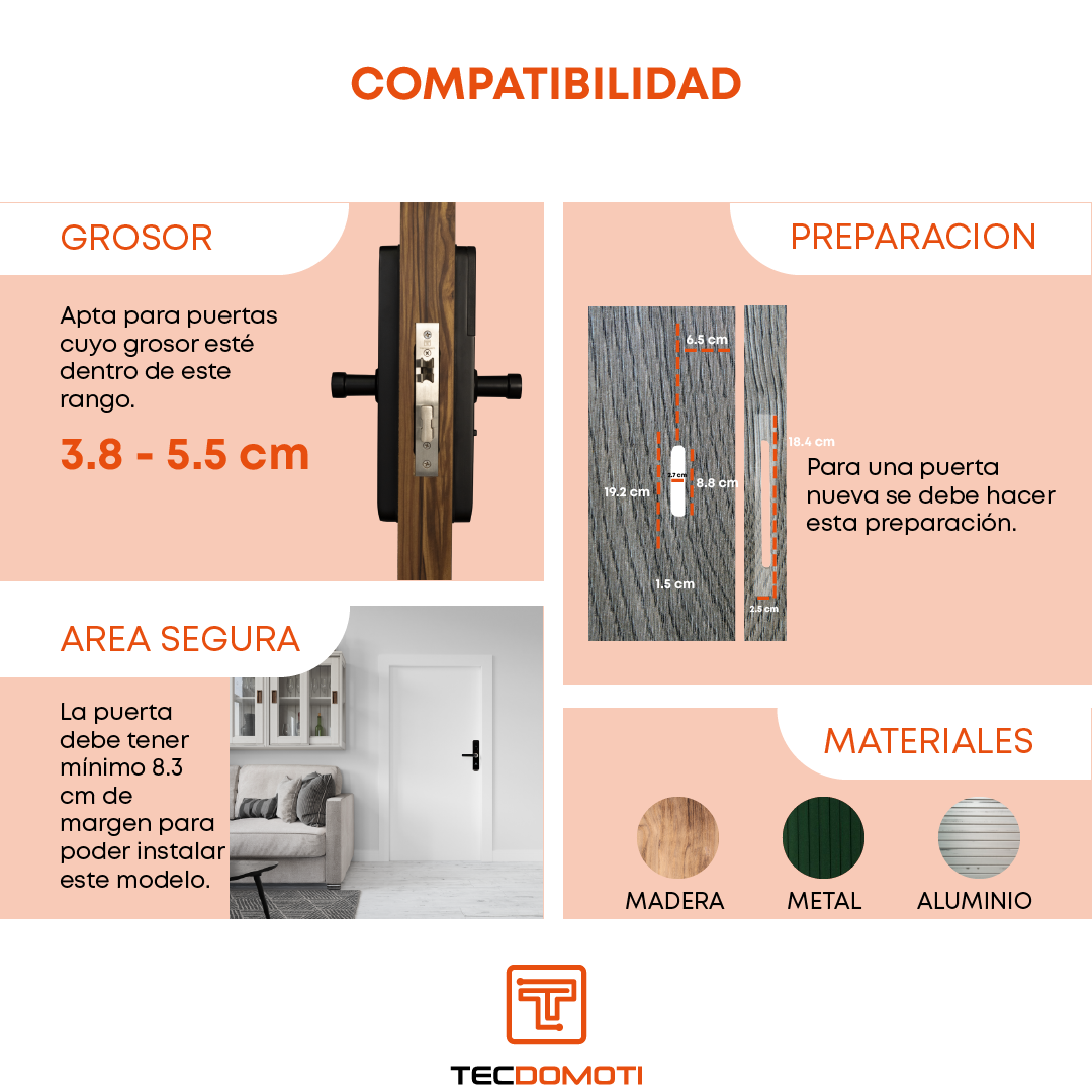 Cerradura Inteligente Digital Tecdomoti | Chapa Seguridad Eléctrica | Wifi app | Seguridad en casa