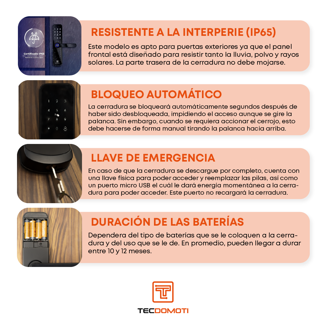 Cerradura Inteligente Digital Tecdomoti | Chapa Seguridad Eléctrica | Wifi app | Seguridad en casa