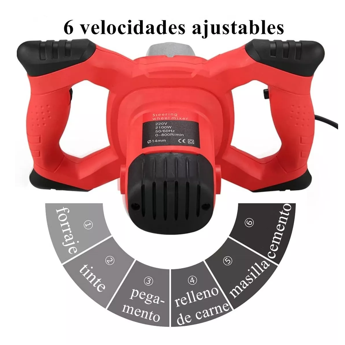 Mezcladora Eléctrica De Cemento/pintura Velocidad Ajustable