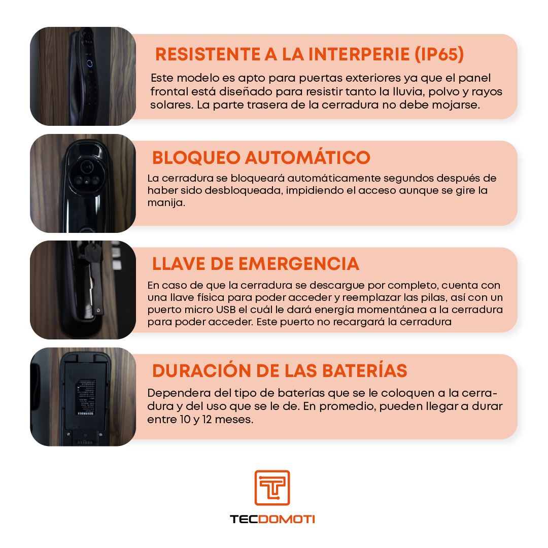 Cerradura Inteligente Digital Con Camara Tecdomoti |  Chapa Seguridad Eléctrica | Wifi app | Seguridad en casa 
