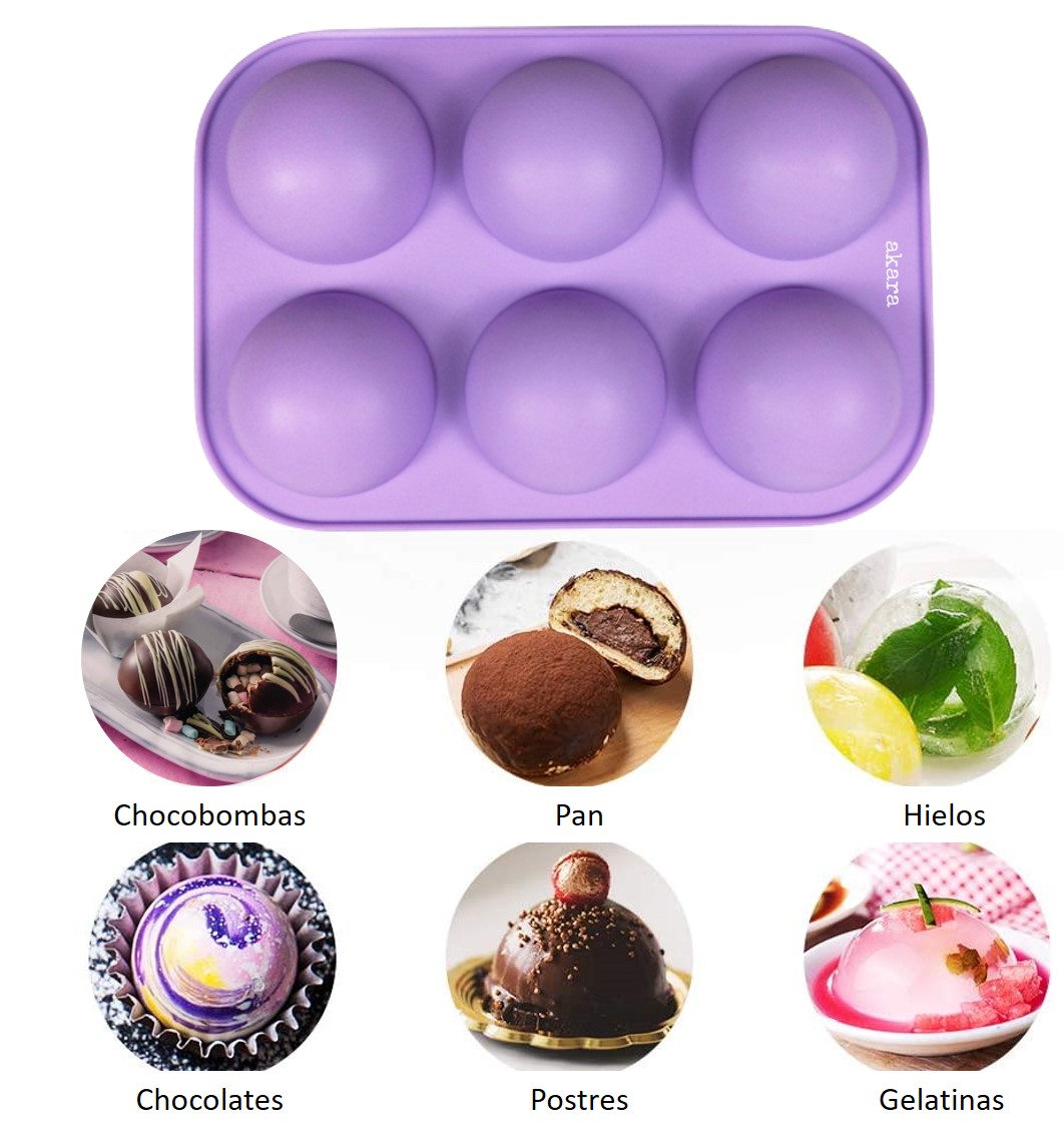 Set 2 moldes de silicón Media Esfera 5 cm para Chocobombas y Repostería