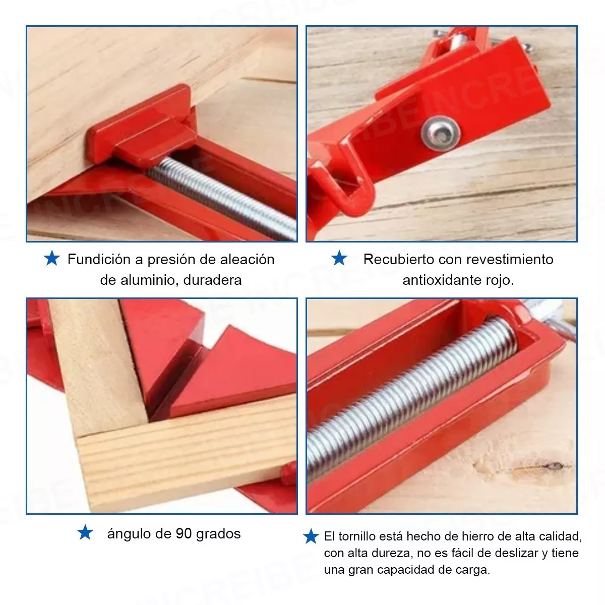 Carpinteria Grado Herreria Metal Prensa Esquinera, 4 Piezas