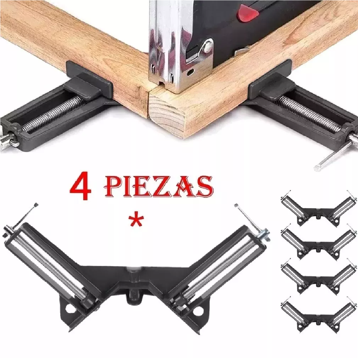 Prensa Esquinera Carpinteria 90 Grados Herreria Metal 4pcs  Negro
