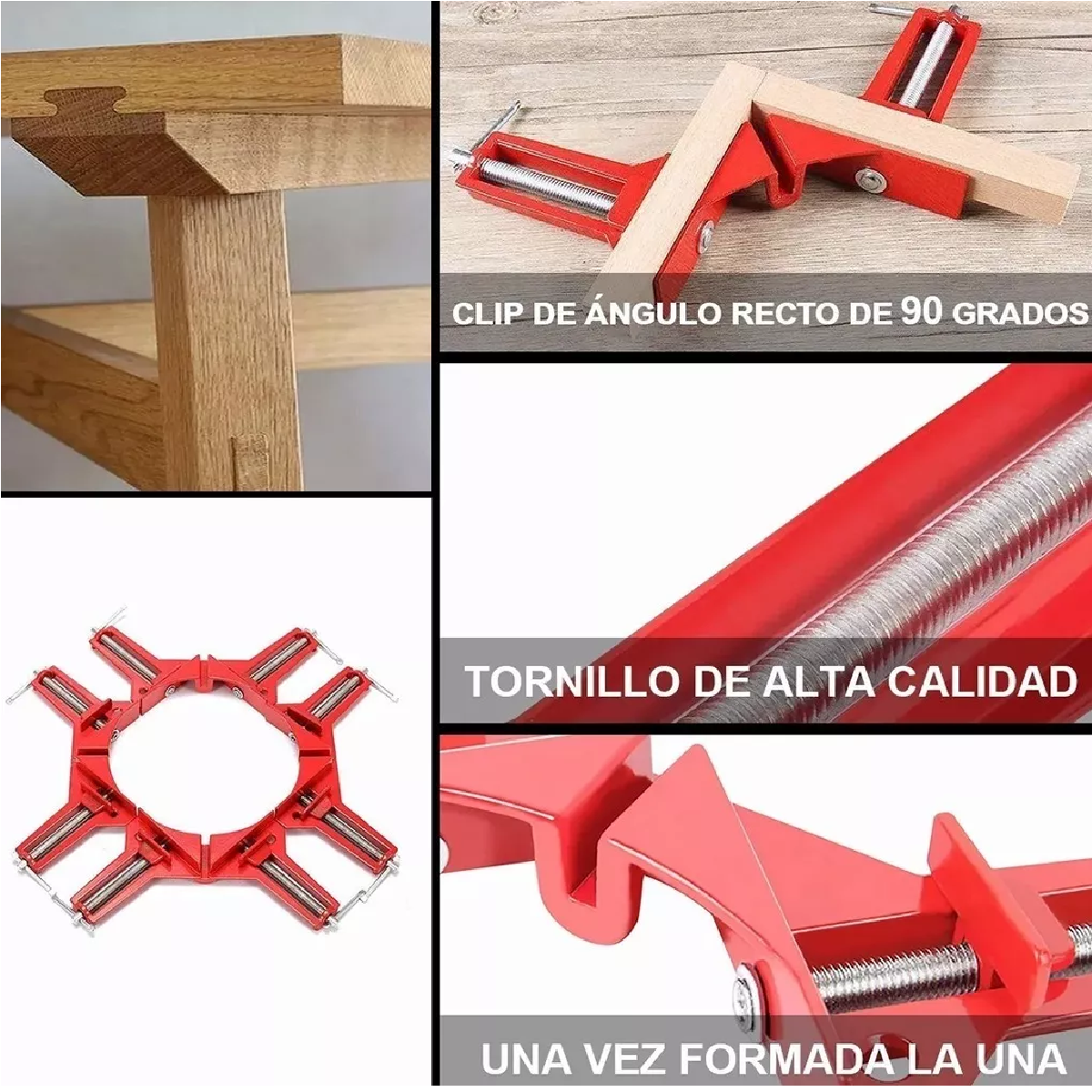 Prensa Esquinera Carpinteria 90 Grados Herreria Metal 4pcs  Negro