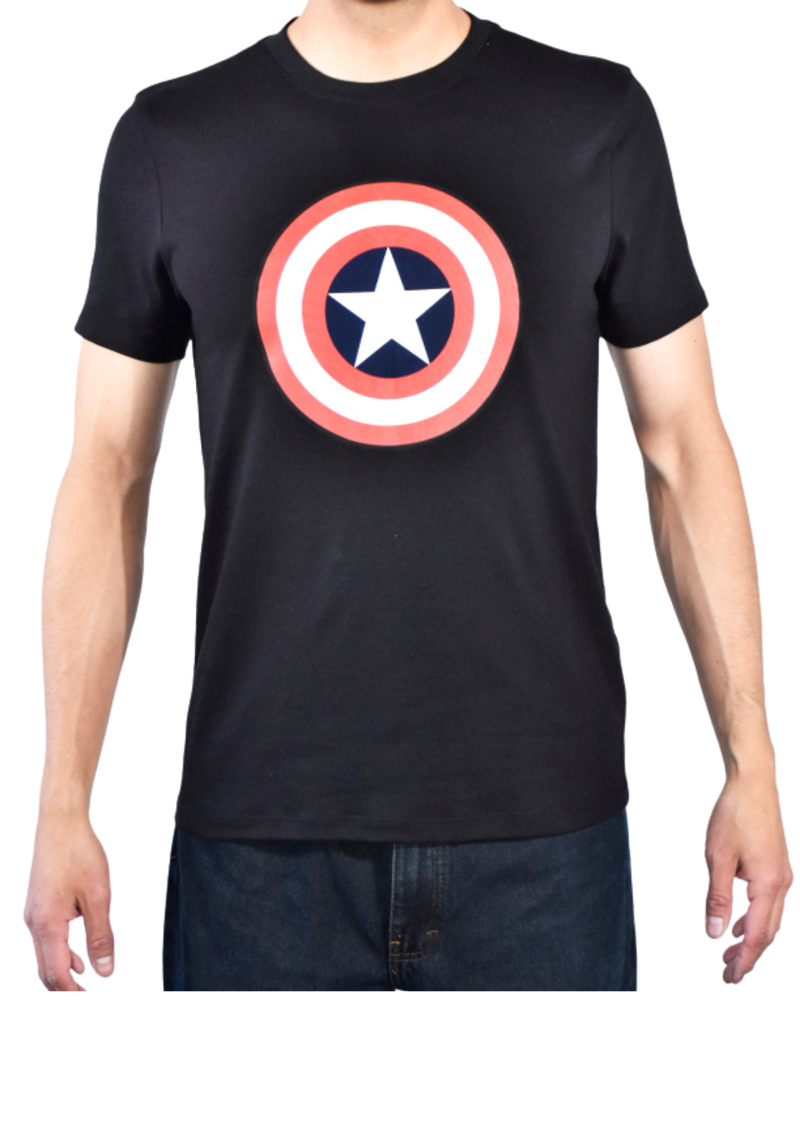 Playera Negra  con escudo de Capitan America Avengers Ismar
