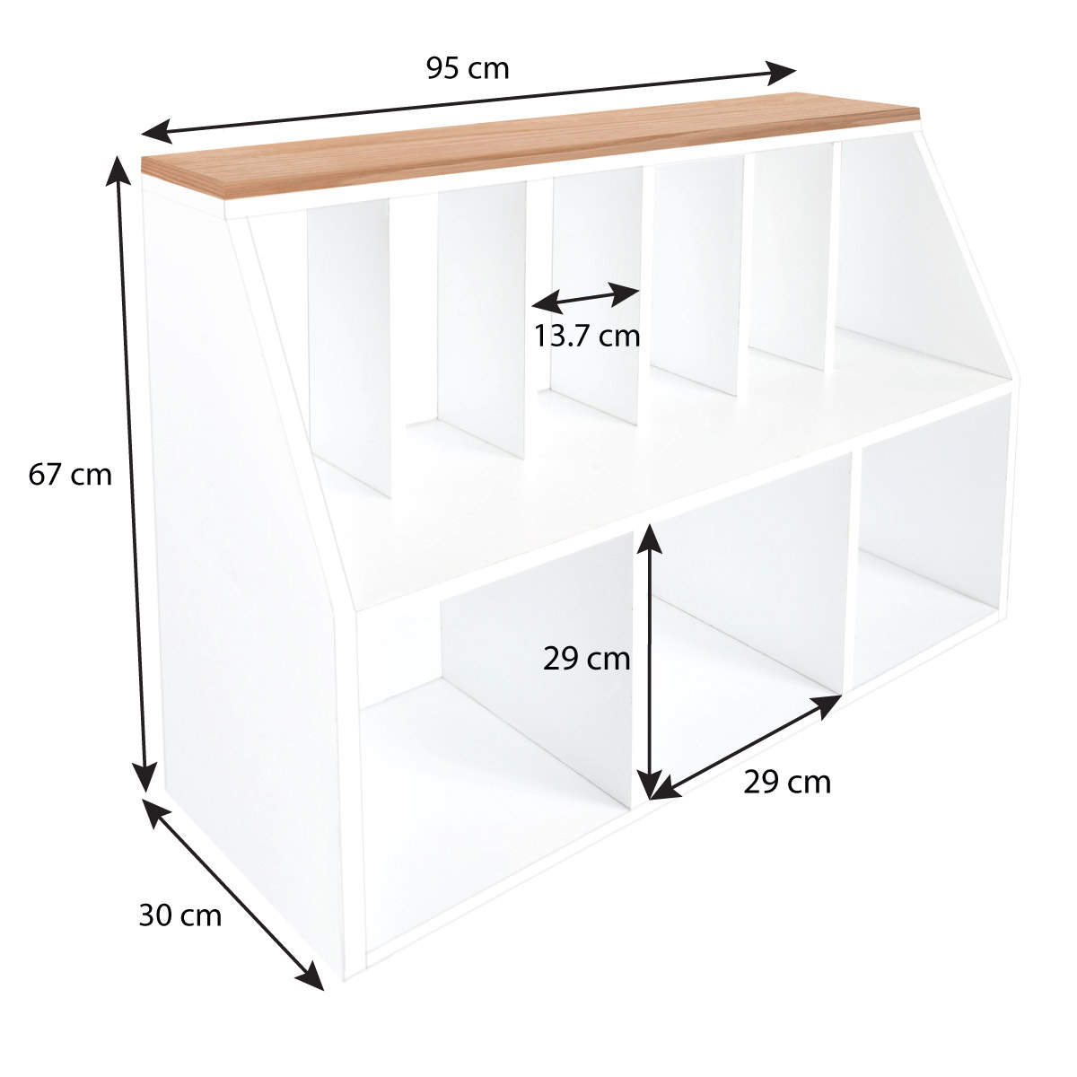 Librero Moderno Blanco Cubierto De Encino Para Niños Duduk