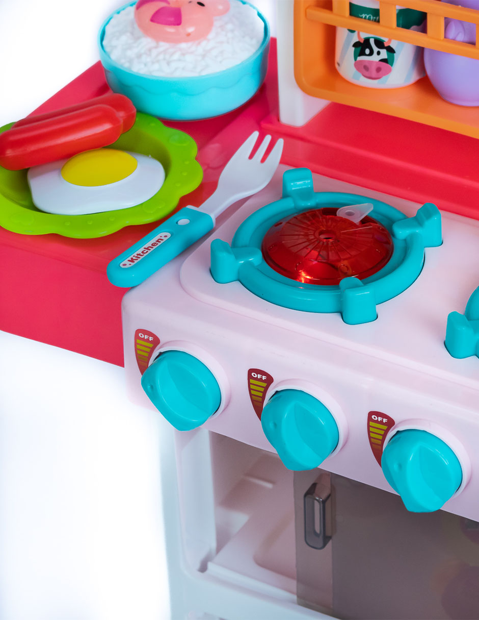 Cocina de juguete interactiva realista con efectos de luz, sonido, vapor, y además funciona con agua