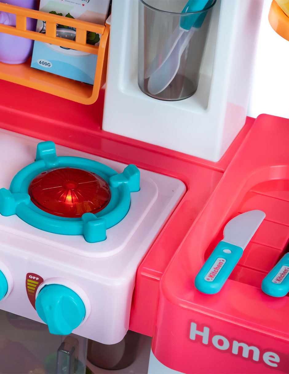 Cocina de juguete interactiva realista con efectos de luz, sonido, vapor, y además funciona con agua
