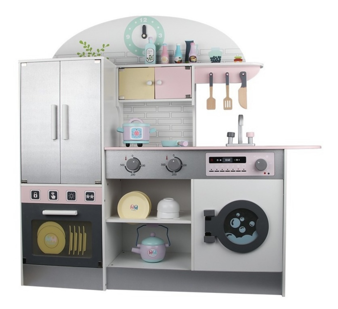 Cocina de juguete interactiva premium hecha de madera con los mas finos detalles y acabados incluye accesorios