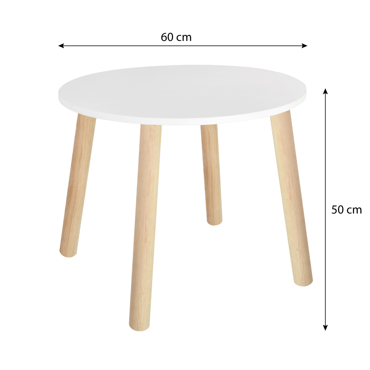 Mesa Infantil Circular Melamina Blanca Para Niños Y Niñas