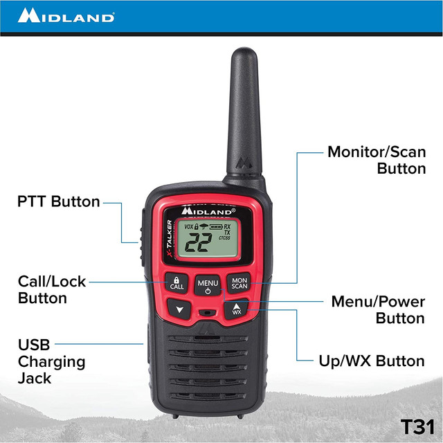 Radios 2 Vias Paq C/3 Midland T31x3vp Hasta 41km (26millas)