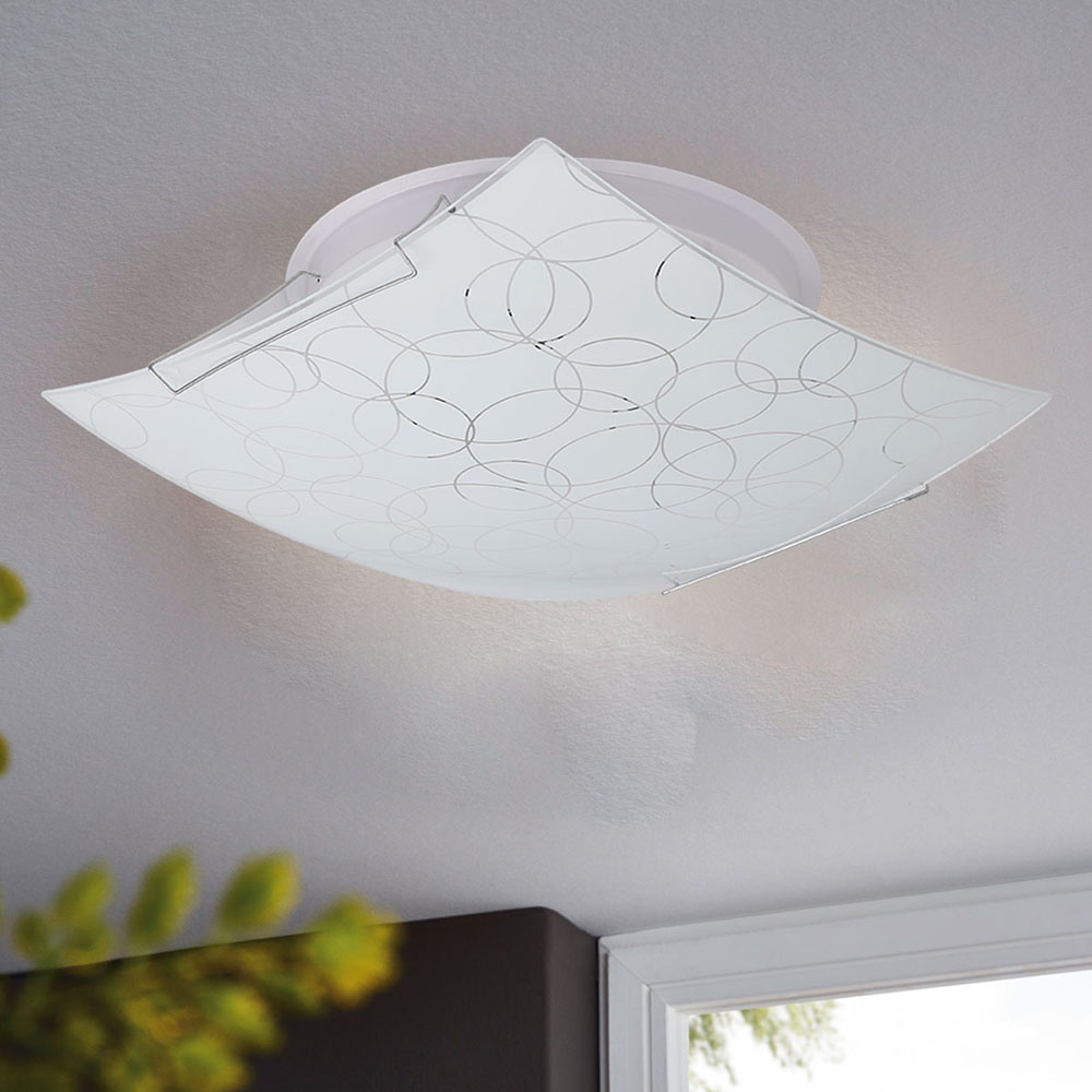 Lampara De Techo Incandescente Moderna 30 x 30 x 8 cm Blanco Eglo