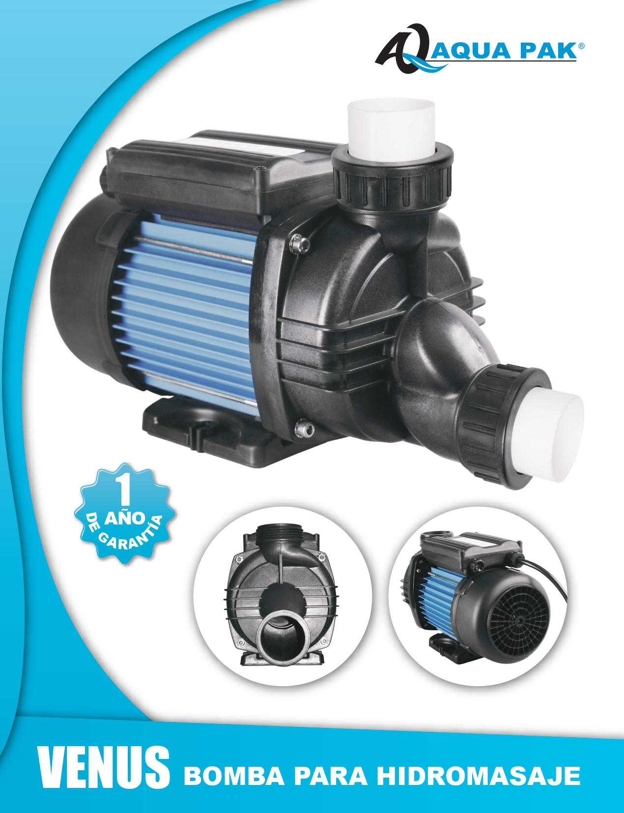 Bomba para Hidromasaje Aqua Pak VENUS10 1 HP 115 Volts