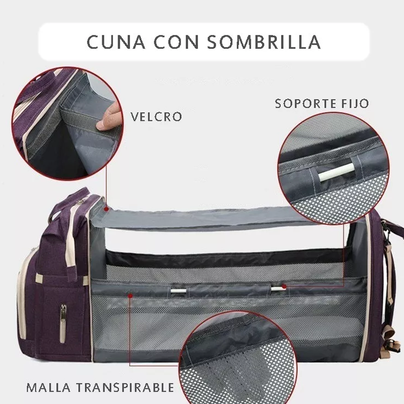 Mochila Pañalera Cuna 7 En 1 Multifunciones Impermeable.