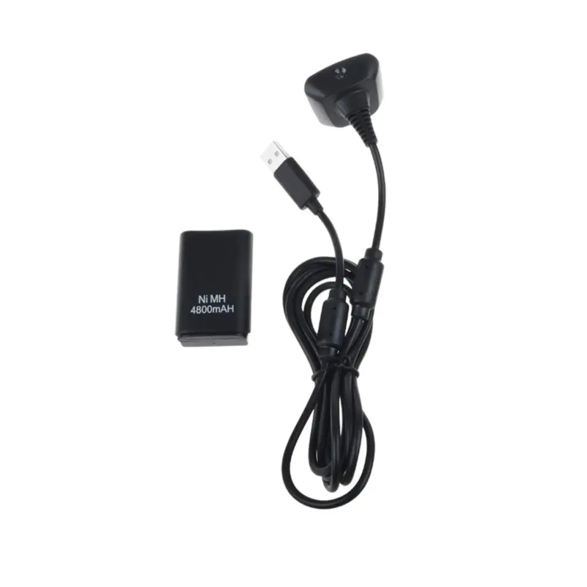 Kit Carga y Juega Pila Recargable Negra) Compatible con Xbox 360