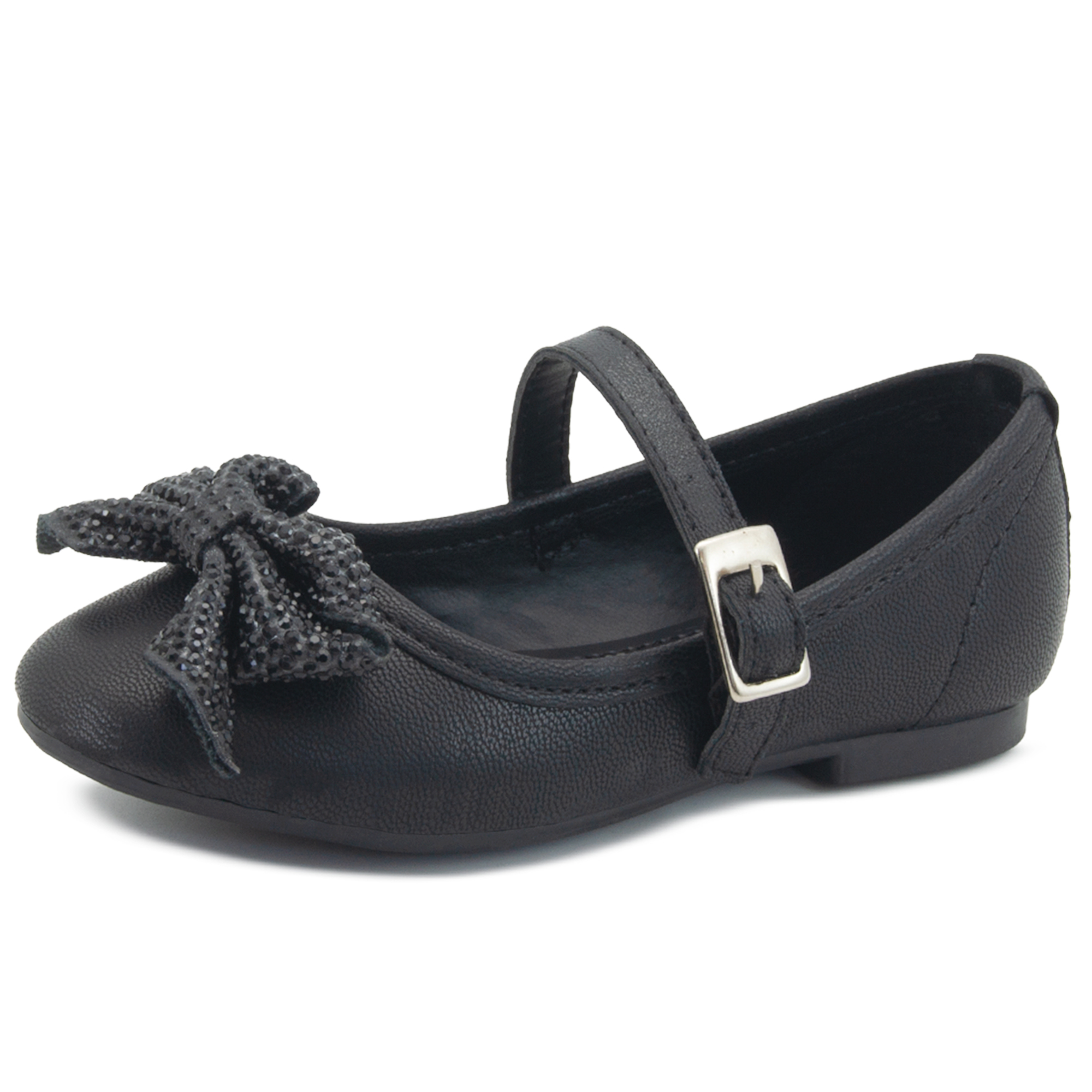 Zapato Balerina Para Niña Casual Moda Negro Moño 15-21.5