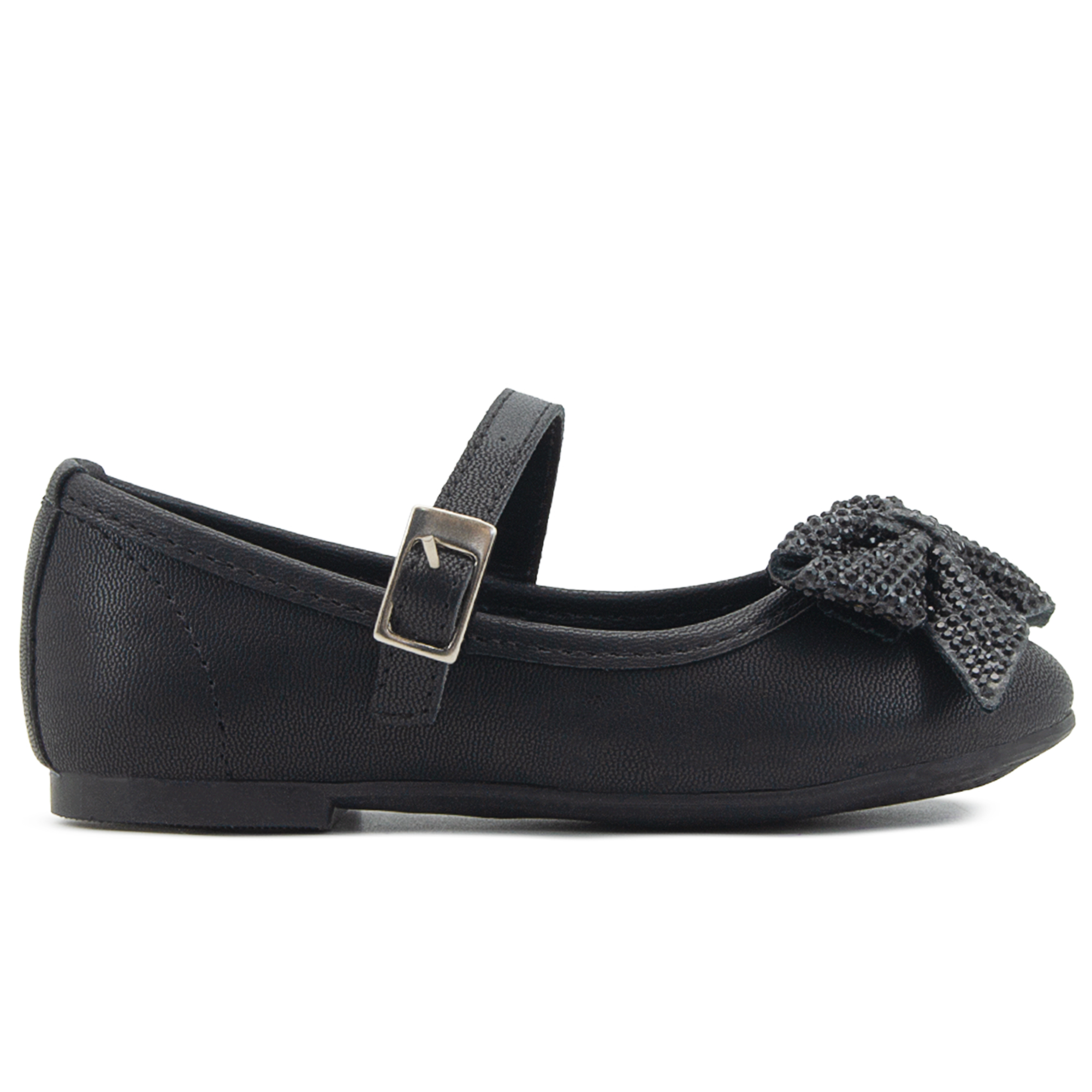 Zapato Balerina Para Niña Casual Moda Negro Moño 15-21.5