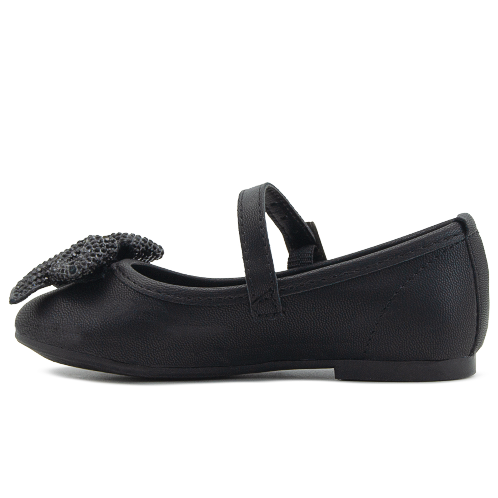 Zapato Balerina Para Niña Casual Moda Negro Moño 15-21.5