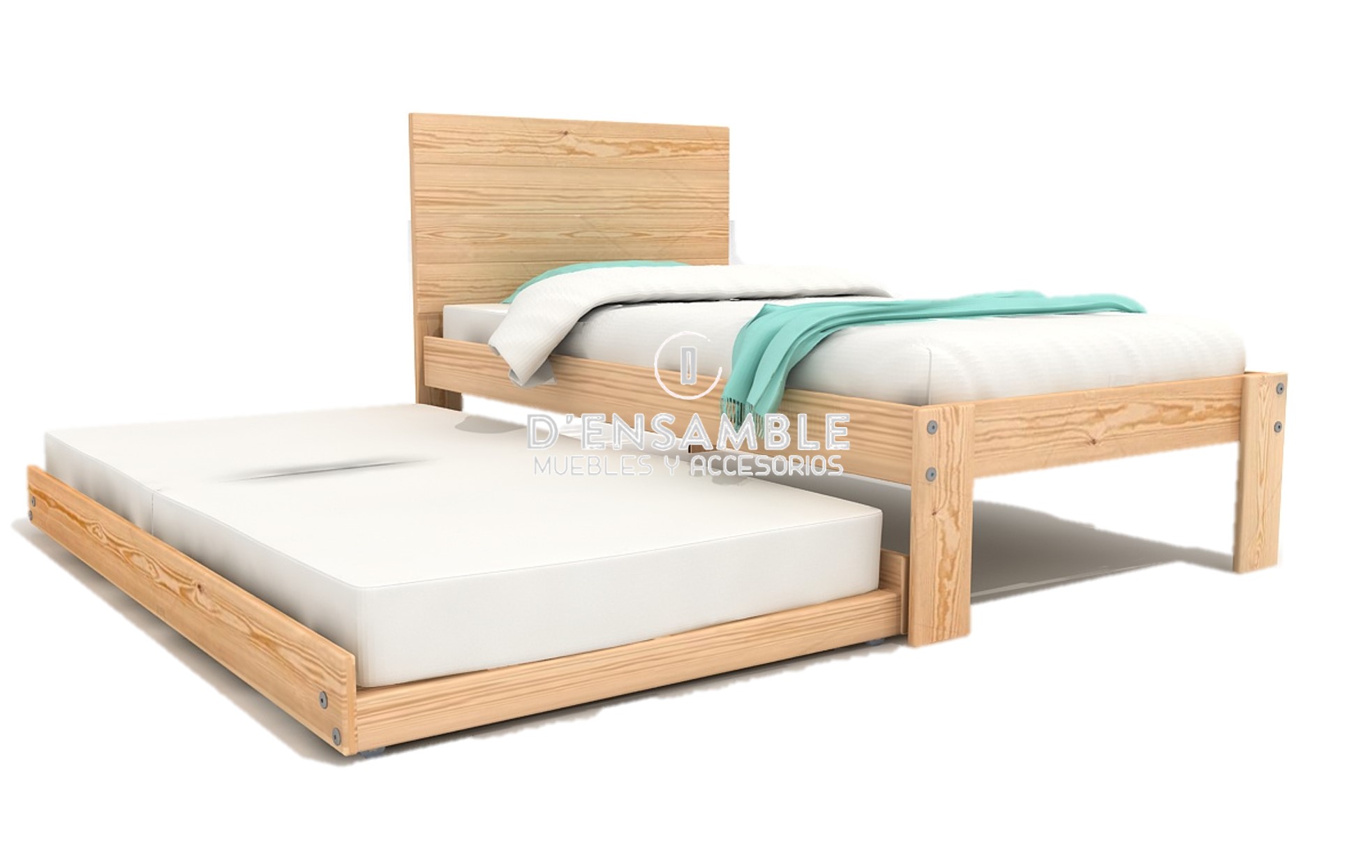 Cama Individual con Cabecera y base canguro móvil