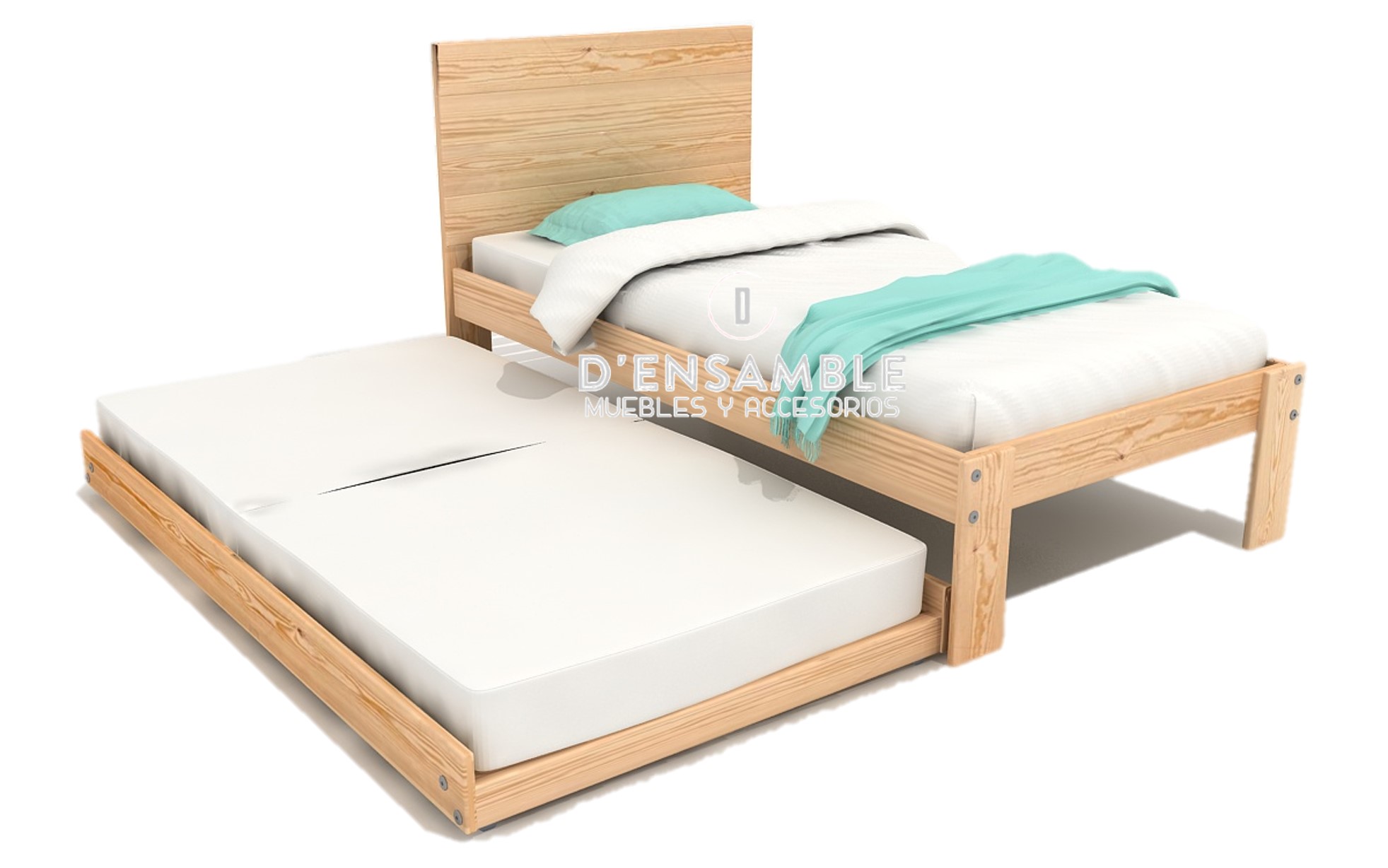Cama Individual con Cabecera y base canguro móvil