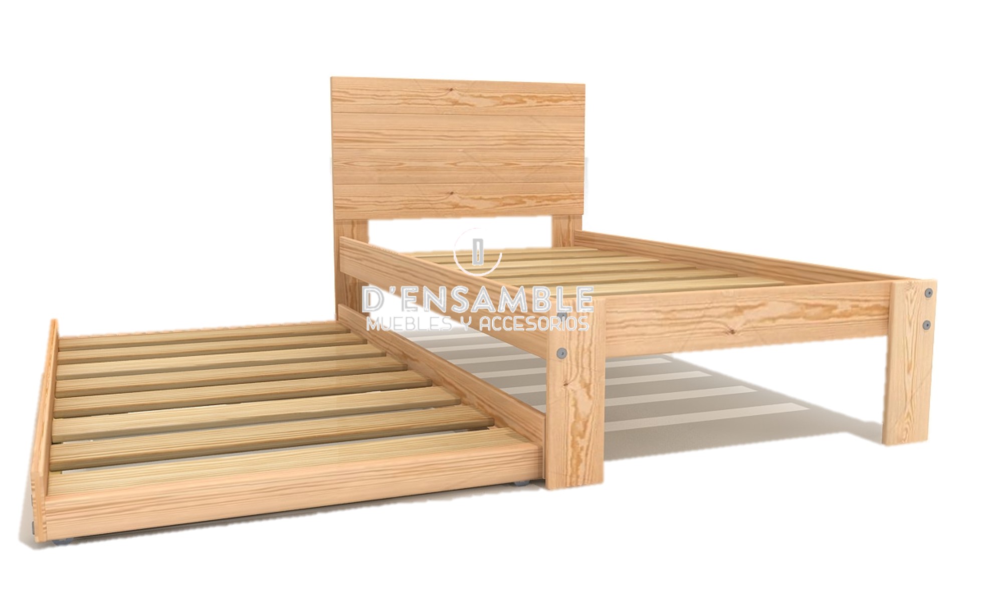 Cama Individual con Cabecera y base canguro móvil