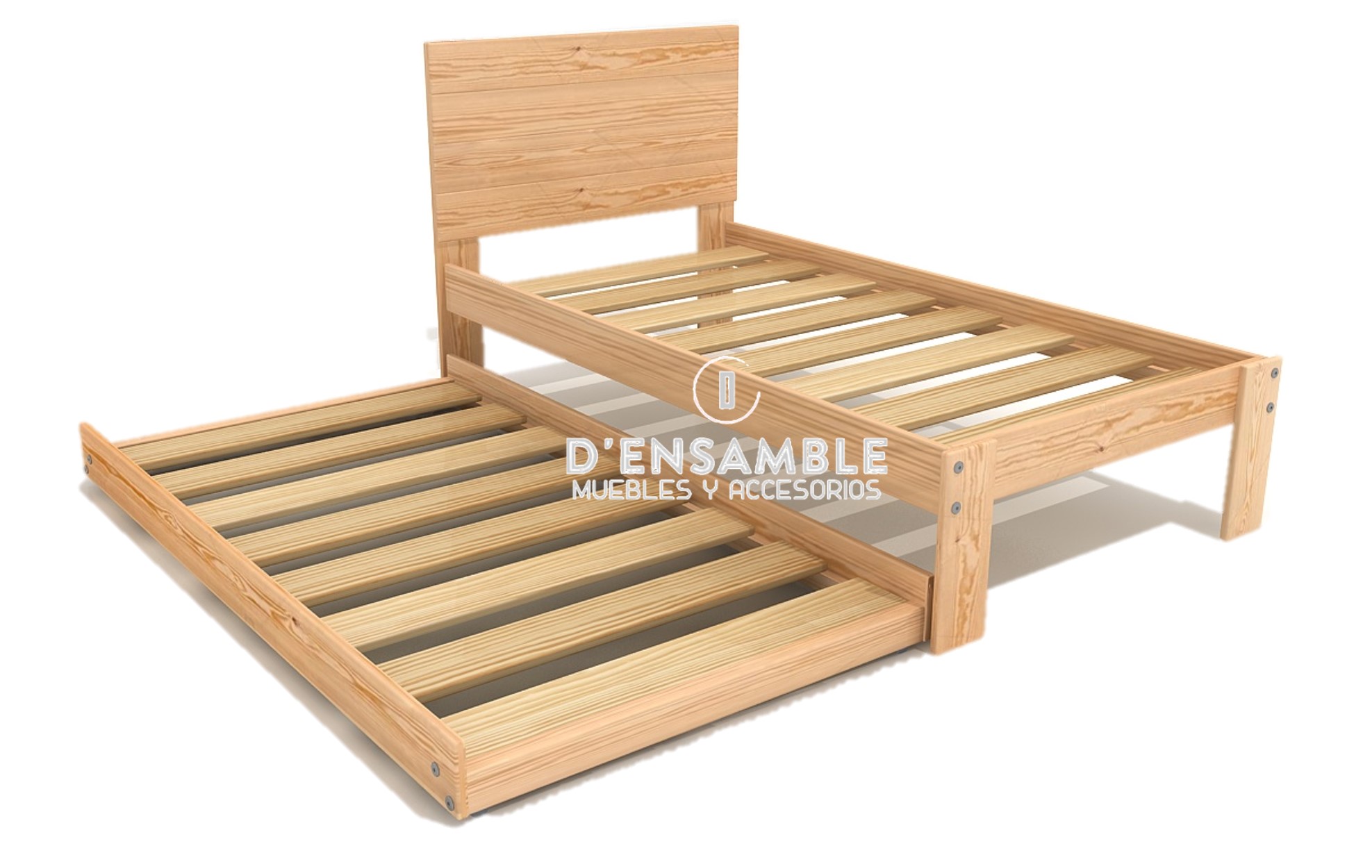 Cama Individual con Cabecera y base canguro móvil