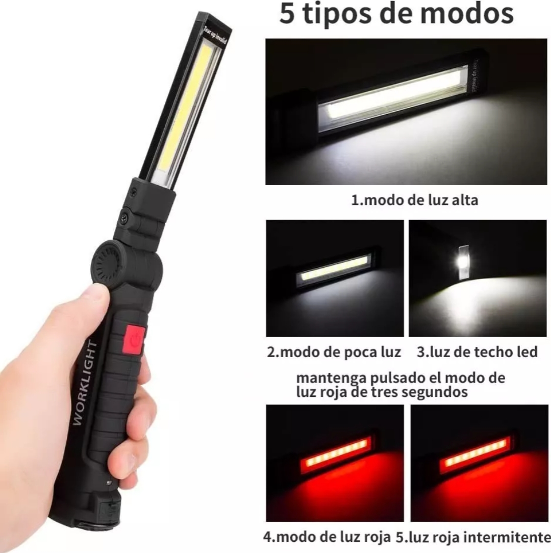 Luz De Trabajo Led Linterna Recargable Giratoria Plegable