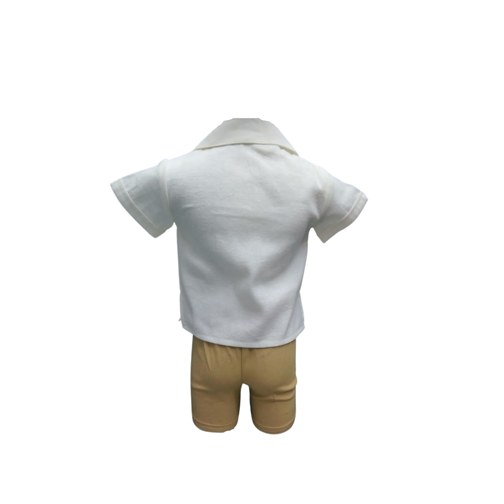 Guayabera Color Blanco Con Pantalón Y Short Color Café Niños