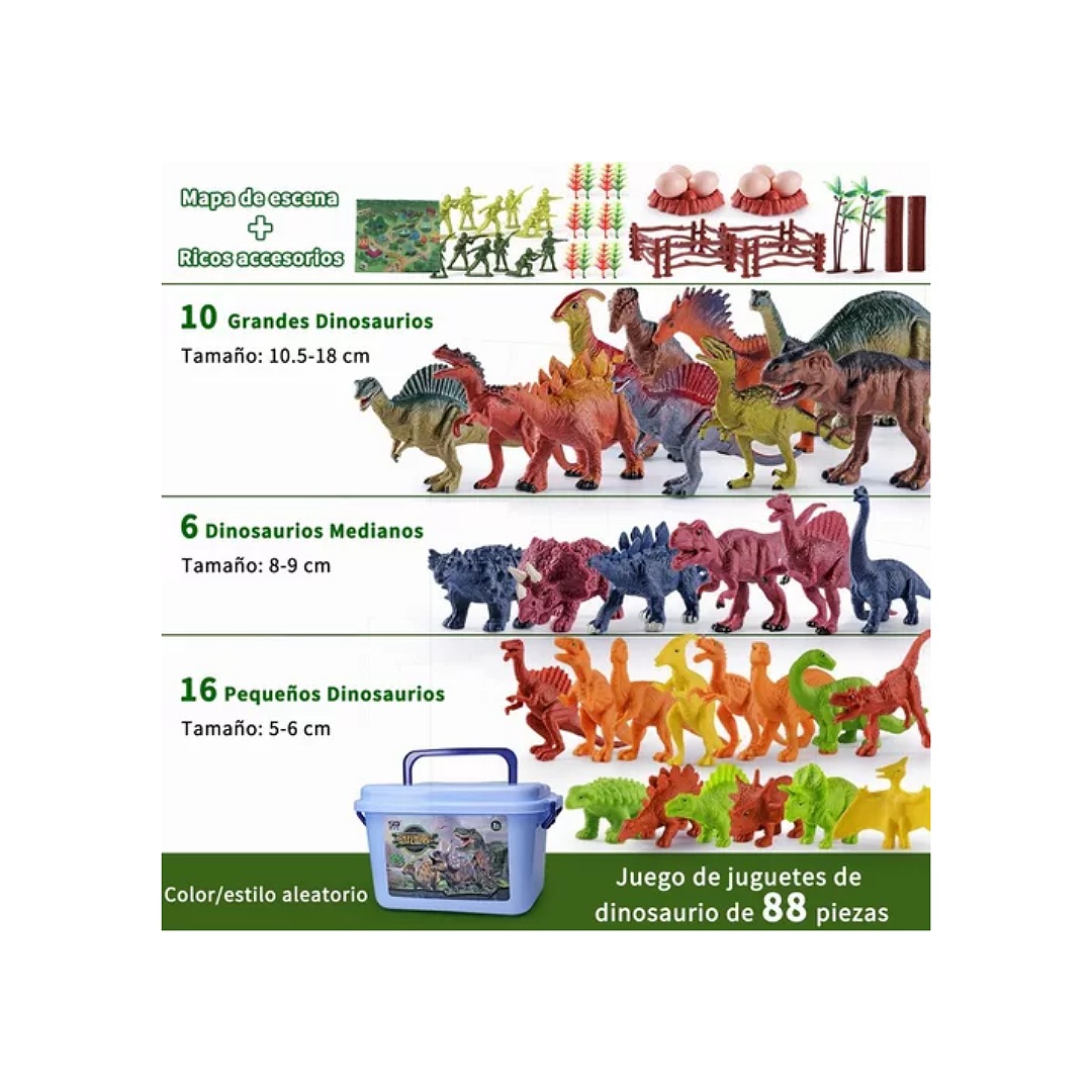 Juguete Dinosaurio Para Niños Con Mapa Y Árbol, 88 Pzas.
