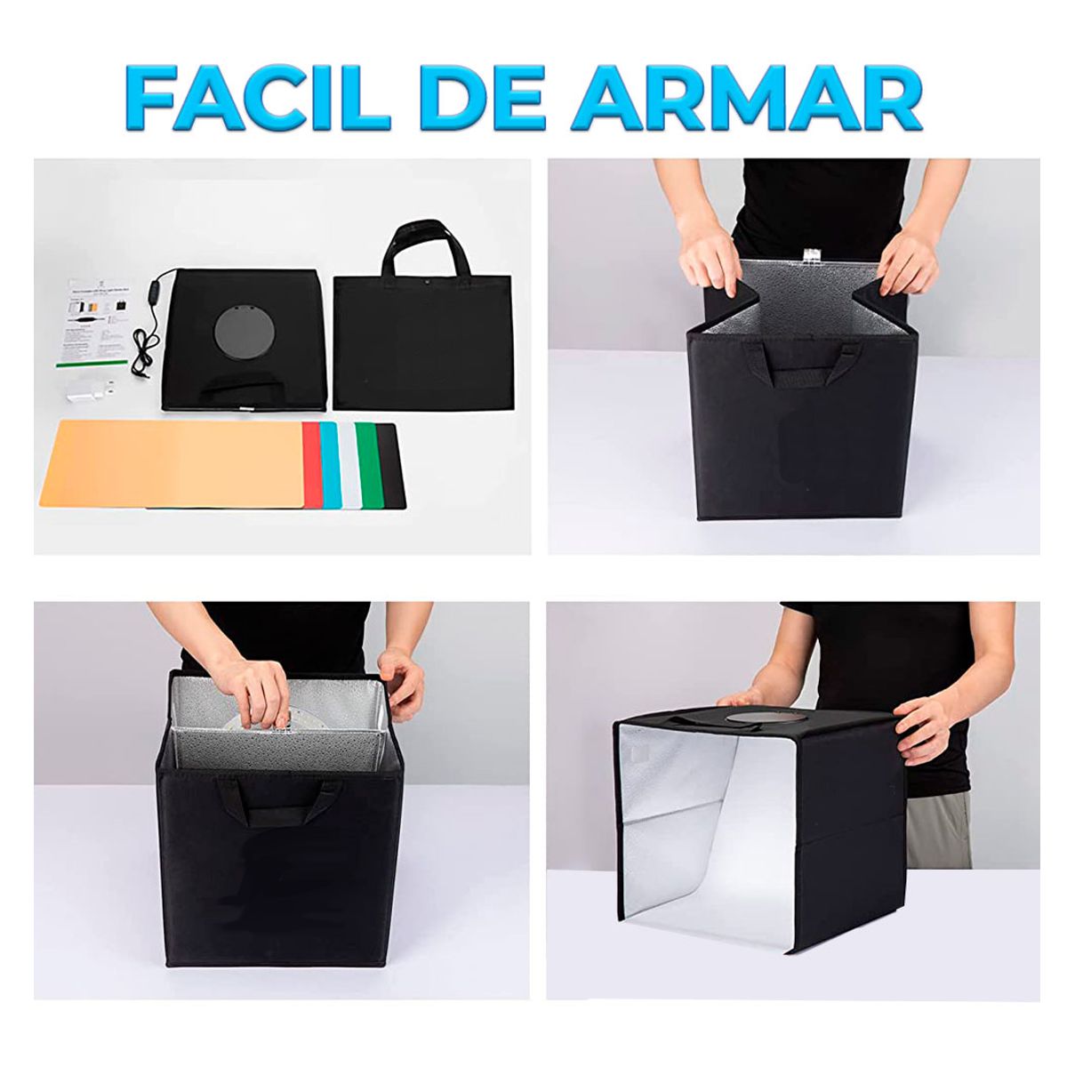 Caja Estudio Fotográfico Con Luz Led Regulable 40x40x40