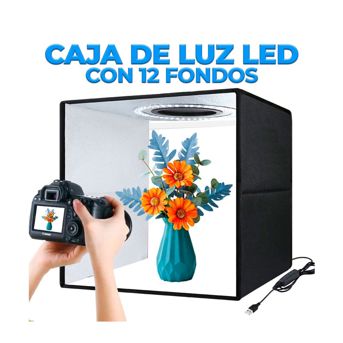 Caja Estudio Fotográfico Con Luz Led Regulable 40x40x40