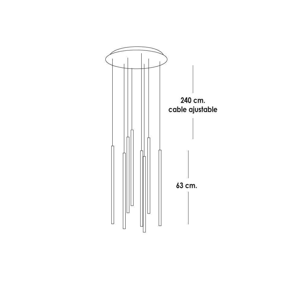 Lampara colgante led minimalista luciernagas  12 luces LED escalera descendente (Luz calida)
