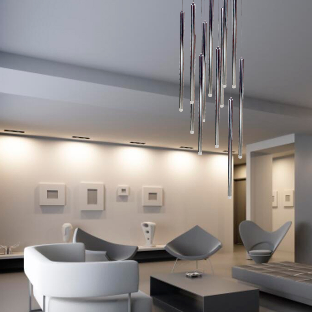 Lampara colgante led minimalista luciernagas  12 luces LED escalera descendente (Luz calida)