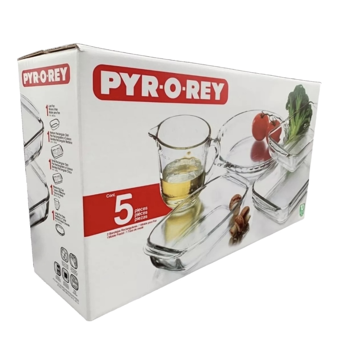 Juego de Refractarios PYROREY para hornear de vidrio 5 piezas 