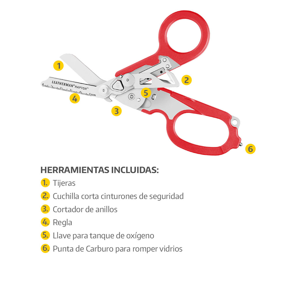 Tijera de Rescate RAPTOR RESCUE Roja Leatherman
