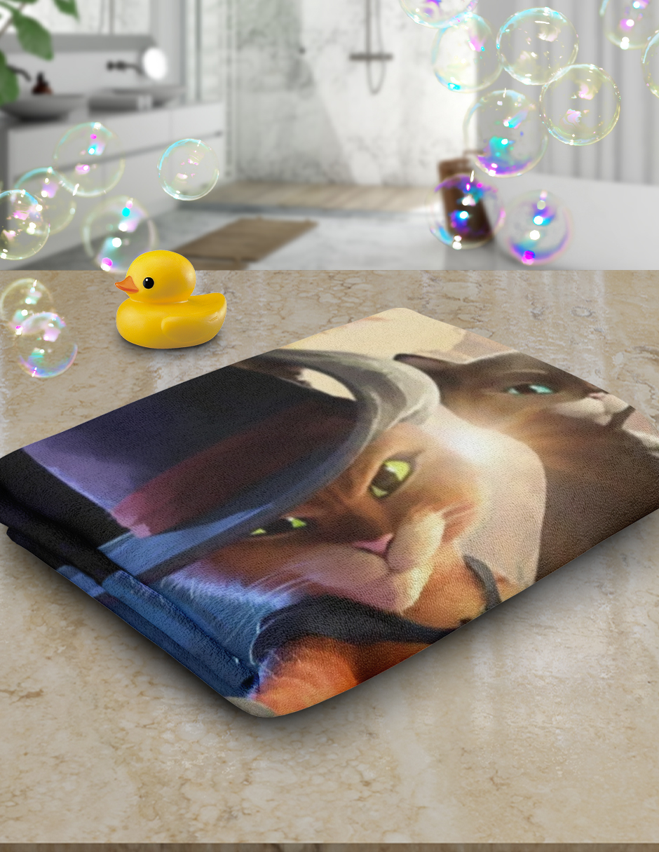 Toalla De Baño Diseño  Gato Con Botas Deseo Shrek Microfibra de Poliéster