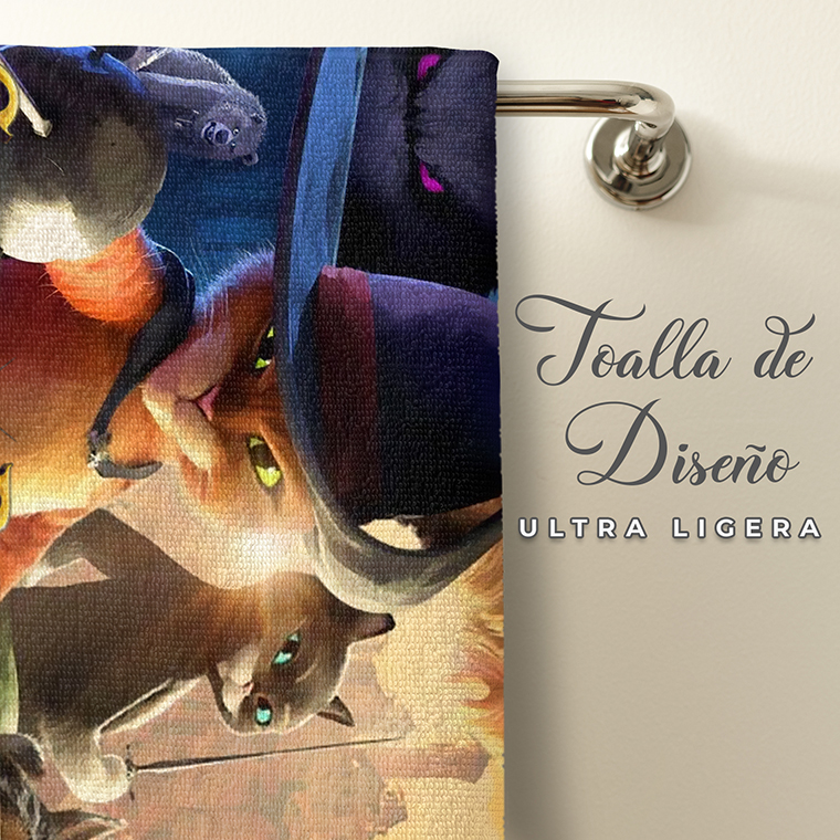 Toalla De Baño Diseño  Gato Con Botas Deseo Shrek Microfibra de Poliéster