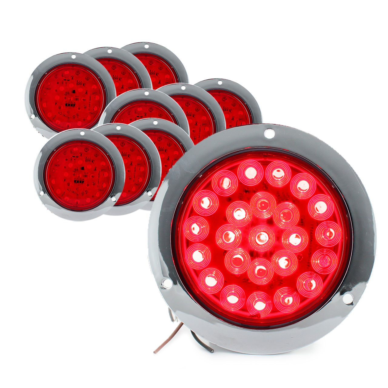 10 Plafon 24 Led Redondo Camion Cuarto Estrobo Stop 12-24v