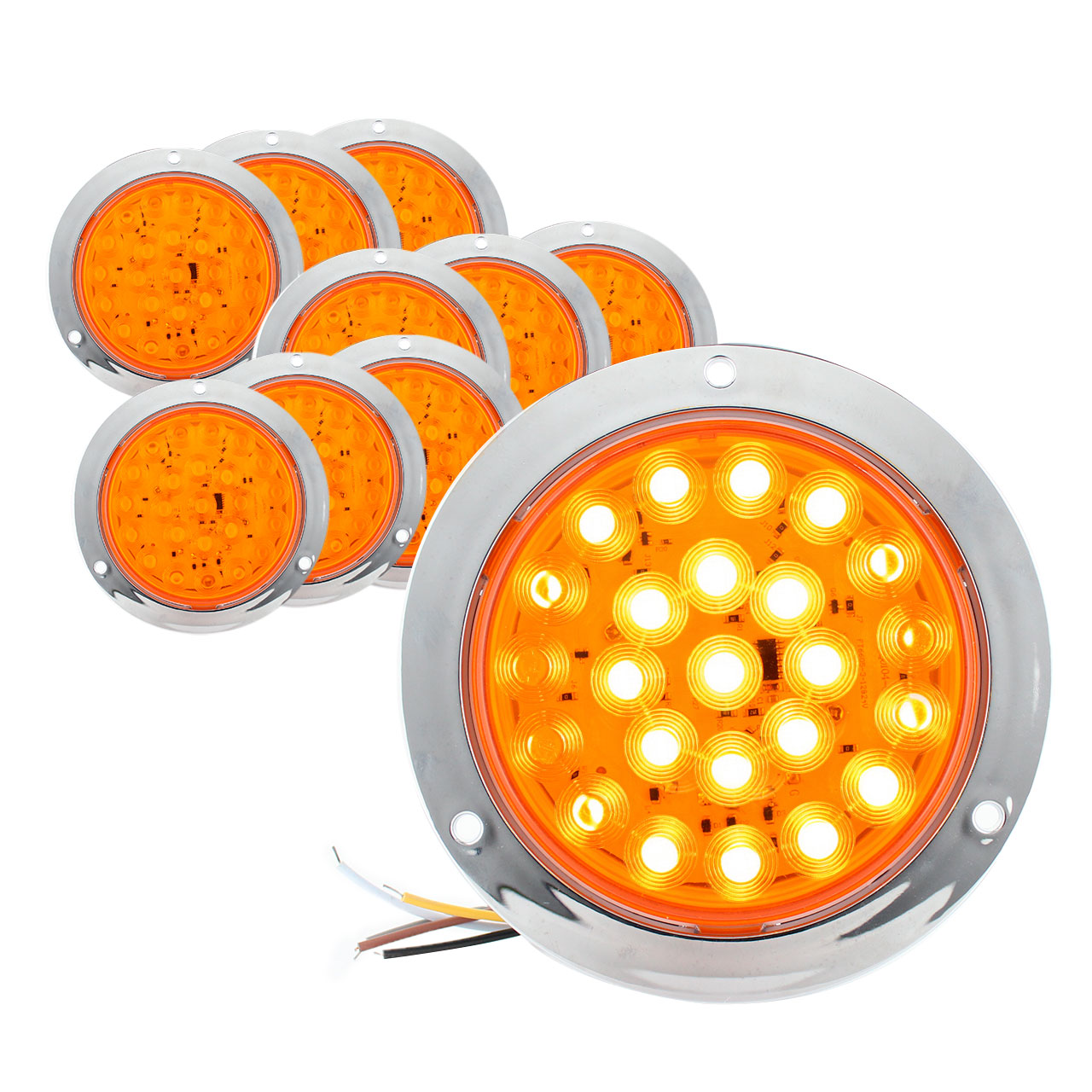 10 Plafon 24 Led Redondo Camion Cuarto Estrobo Stop 12-24v