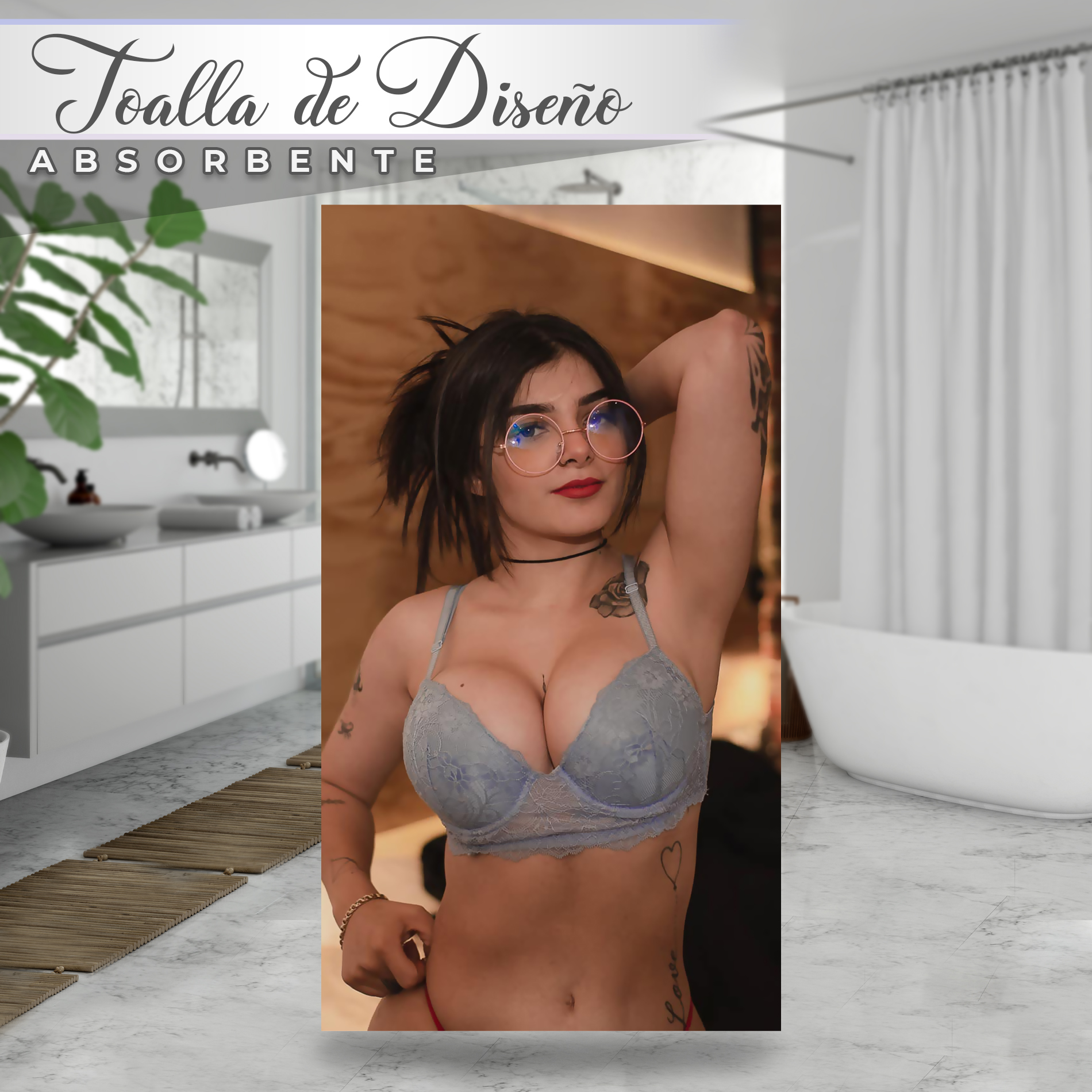 Toalla De Baño Influencer Diseño Modelo Karely Ruiz Microfibra de Poliéster.