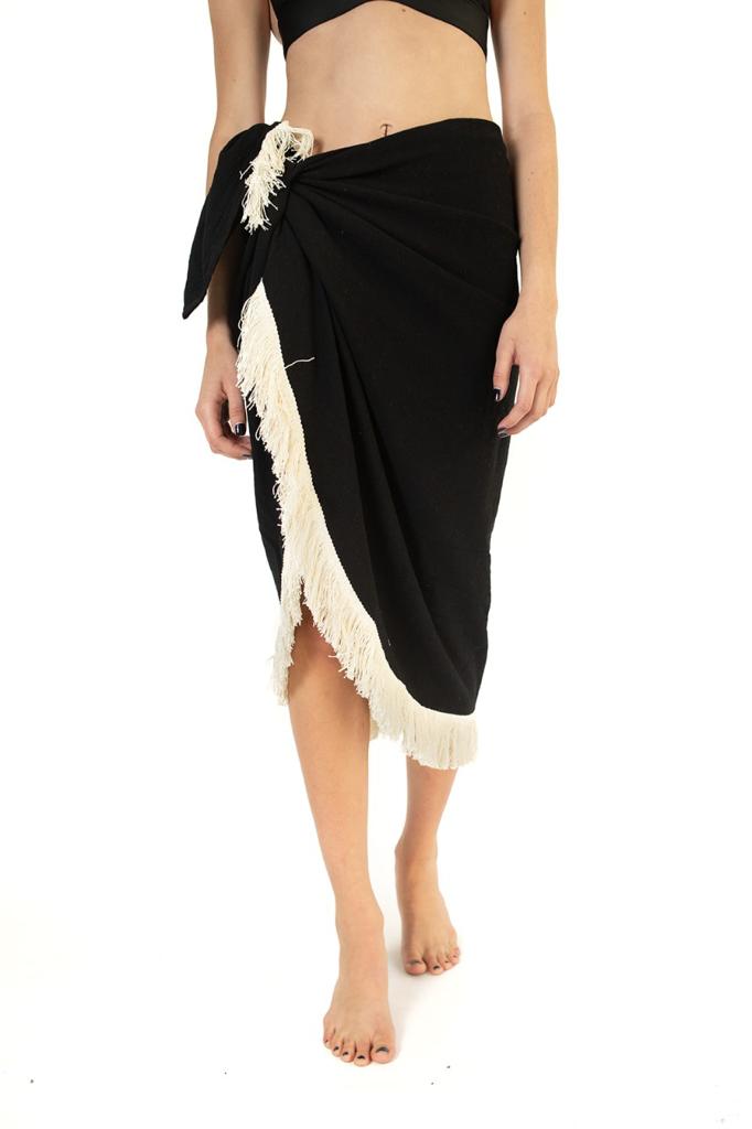 Falda de Playa hecho de Manta de Algodón deshilado, Fresco, Ropa de Playa, Pareo, Manta Deshilada de Algodón. Punto y Compra SP-FLAR