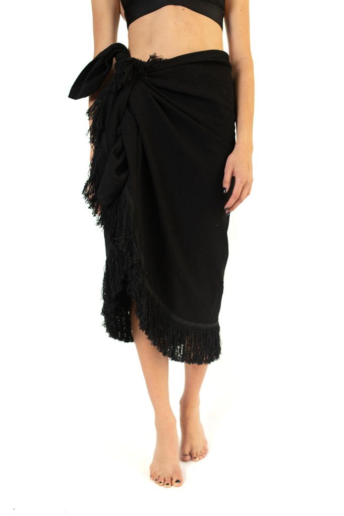 Falda de Playa hecho de Manta de Algodón deshilado, Fresco, Ropa de Playa, Pareo, Manta Deshilada de Algodón. Punto y Compra SP-FLAR