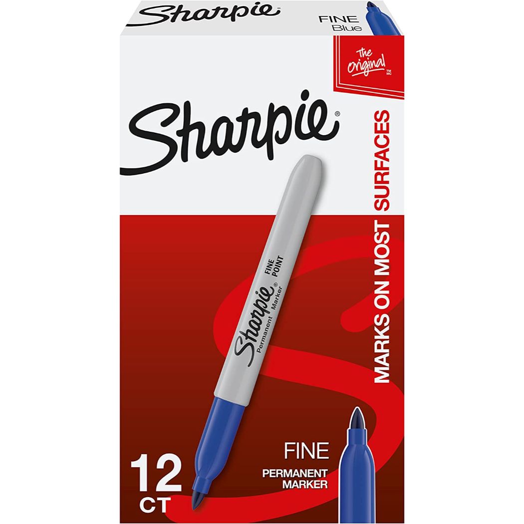 Marcadores Permanentes Sharpie Azul 12 pzas Punta Fina