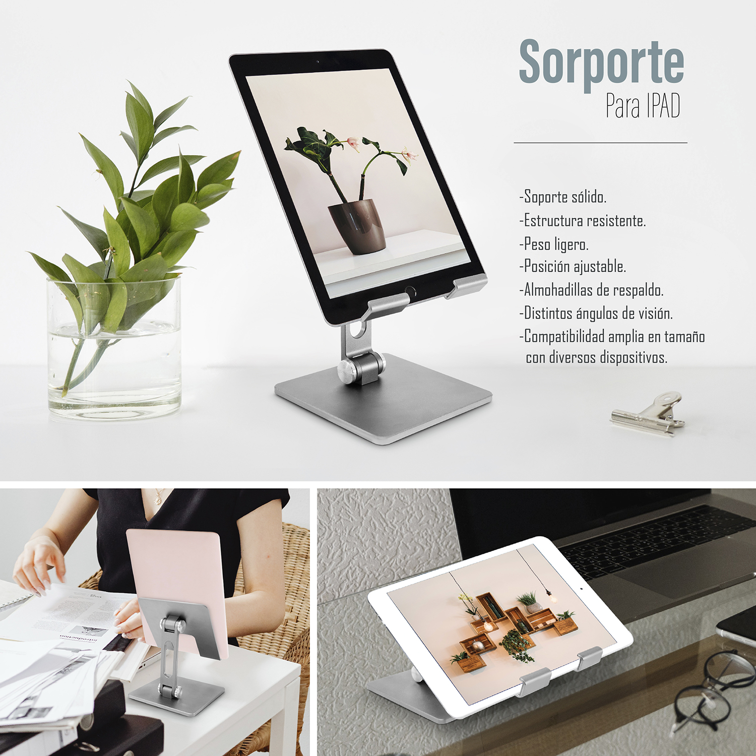 Soporte Para Tablet, Ipad, Celular. Ajustable De 7.9' A 12.9''